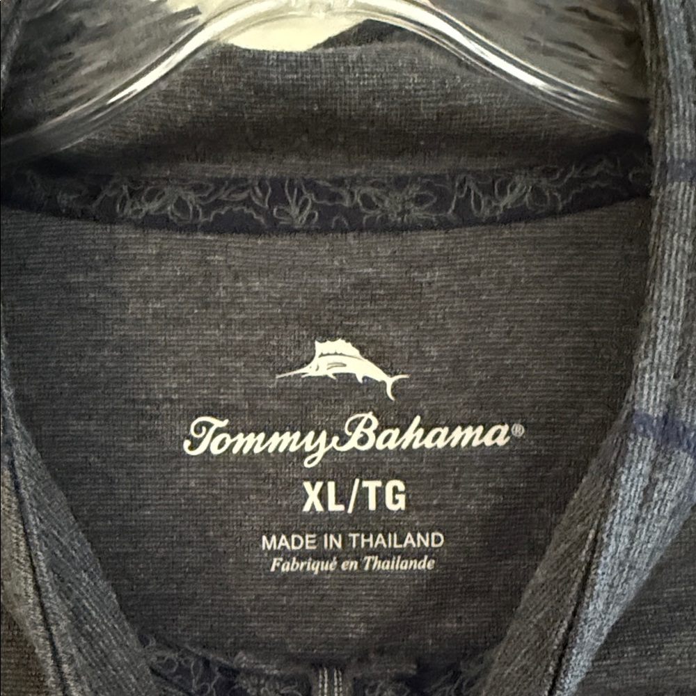 Tommy Bahama Dark Gray Half-Zip Pullover with Patriots Logo - Picture 3 of 3